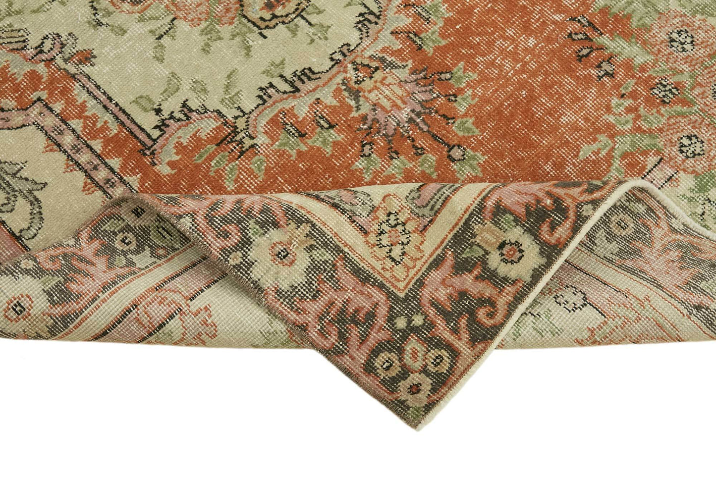 4x6 Beige Turkish Vintage Area Rug - 45810