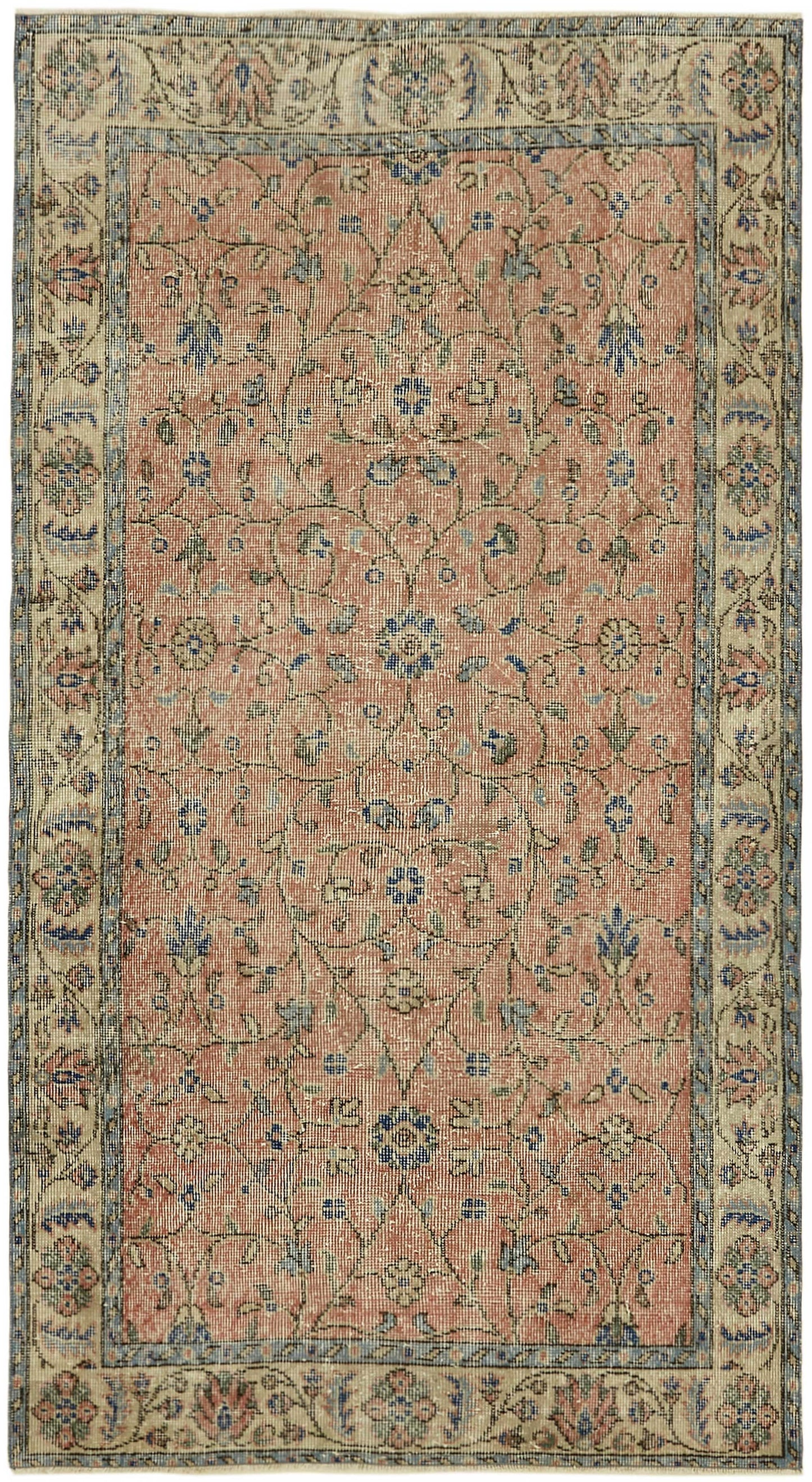 4x7 Beige Turkish Vintage Area Rug - 45811