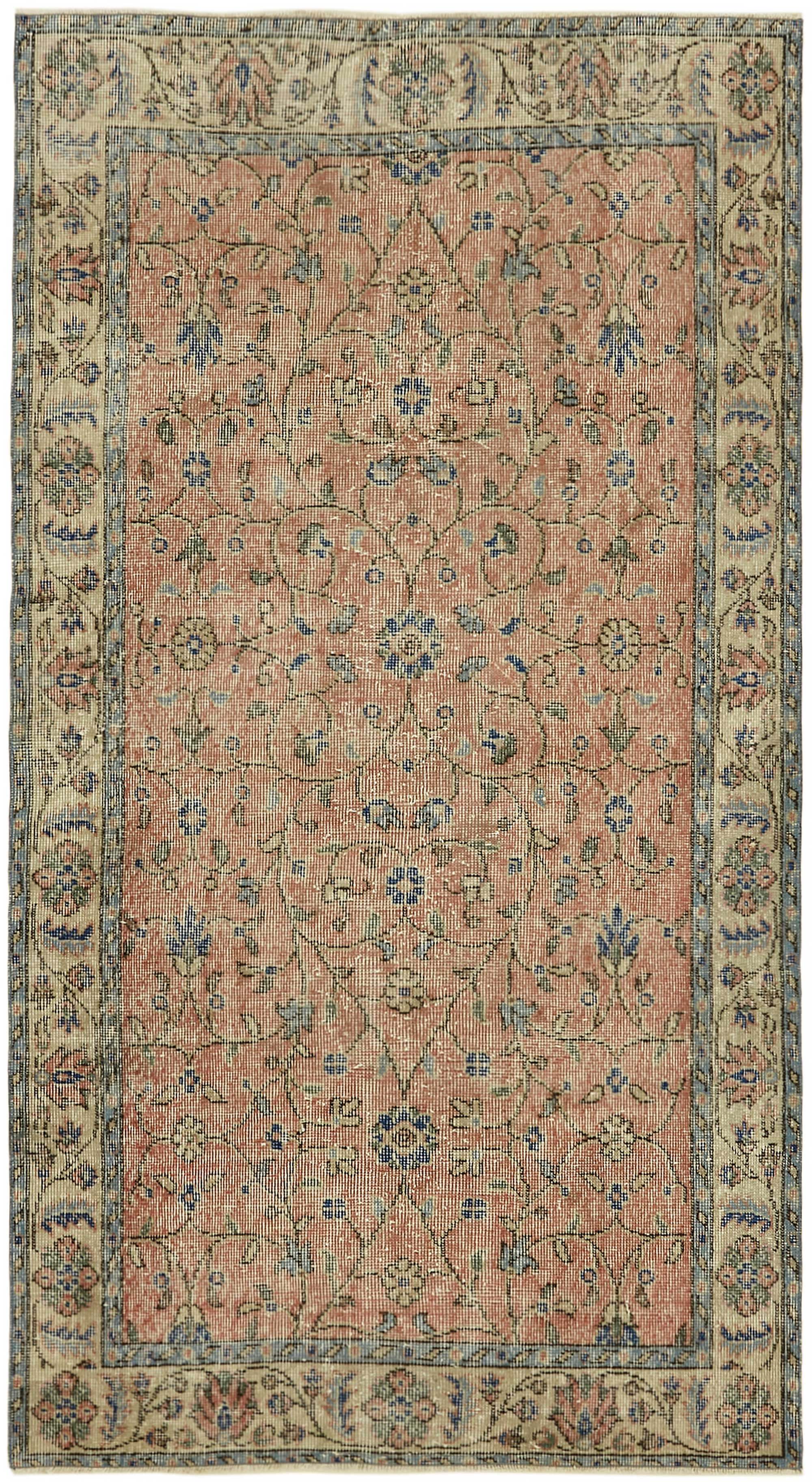 4x7 Beige Turkish Vintage Area Rug - 45811