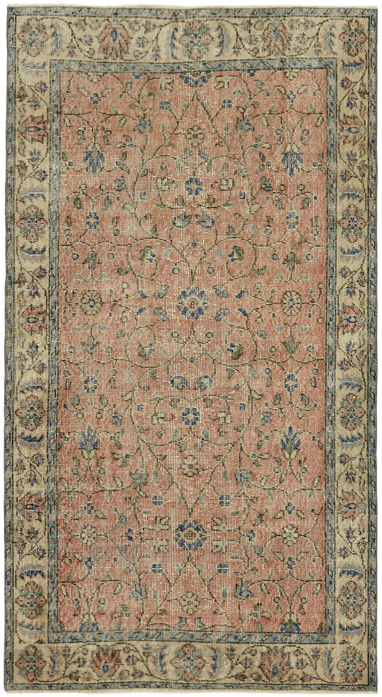4x7 Beige Turkish Vintage Area Rug - 45811