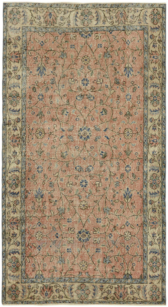 4x7 Beige Turkish Vintage Area Rug - 45811