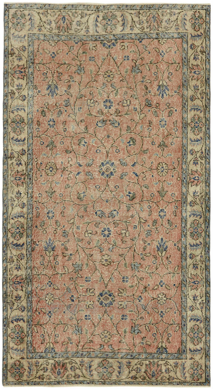 4x7 Beige Turkish Vintage Area Rug - 45811