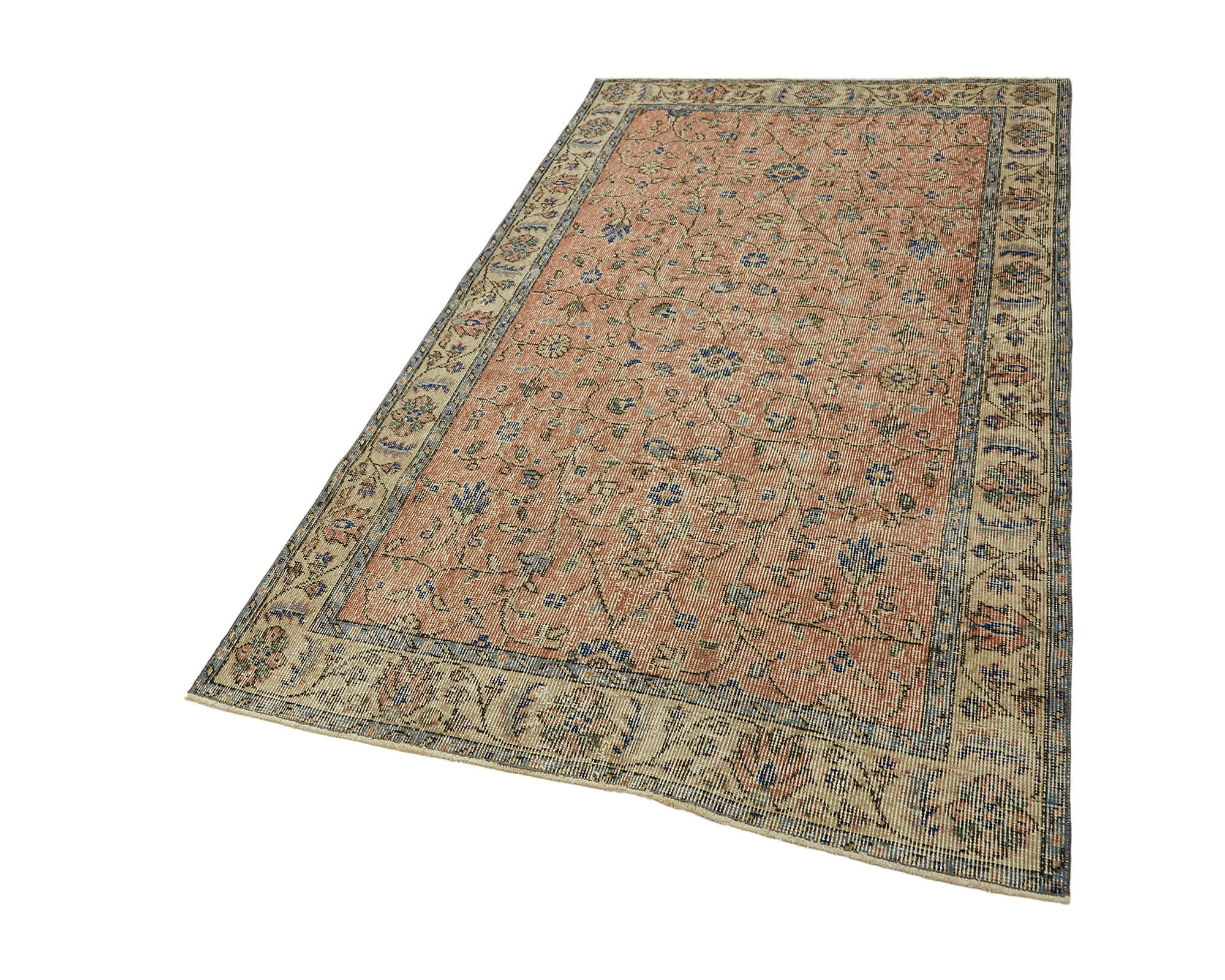 4x7 Beige Turkish Vintage Area Rug - 45811