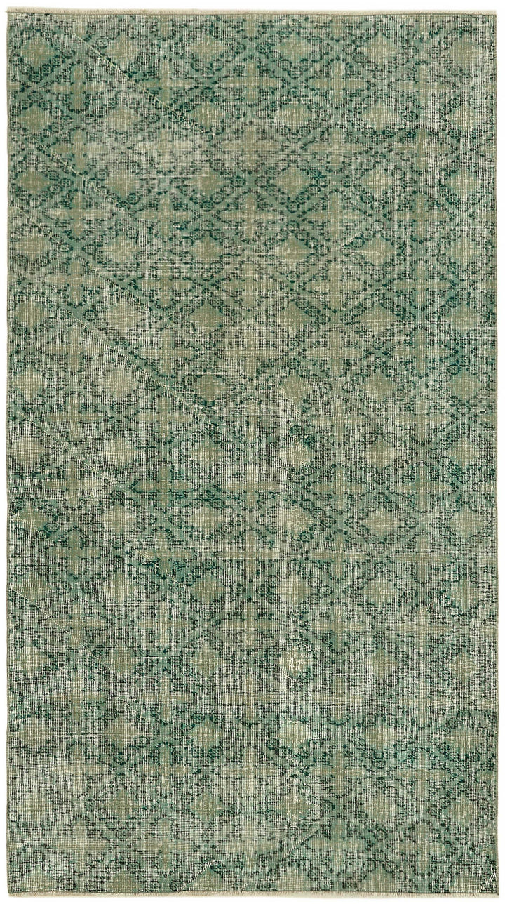 4x7 Green Turkish Vintage Area Rug - 45812