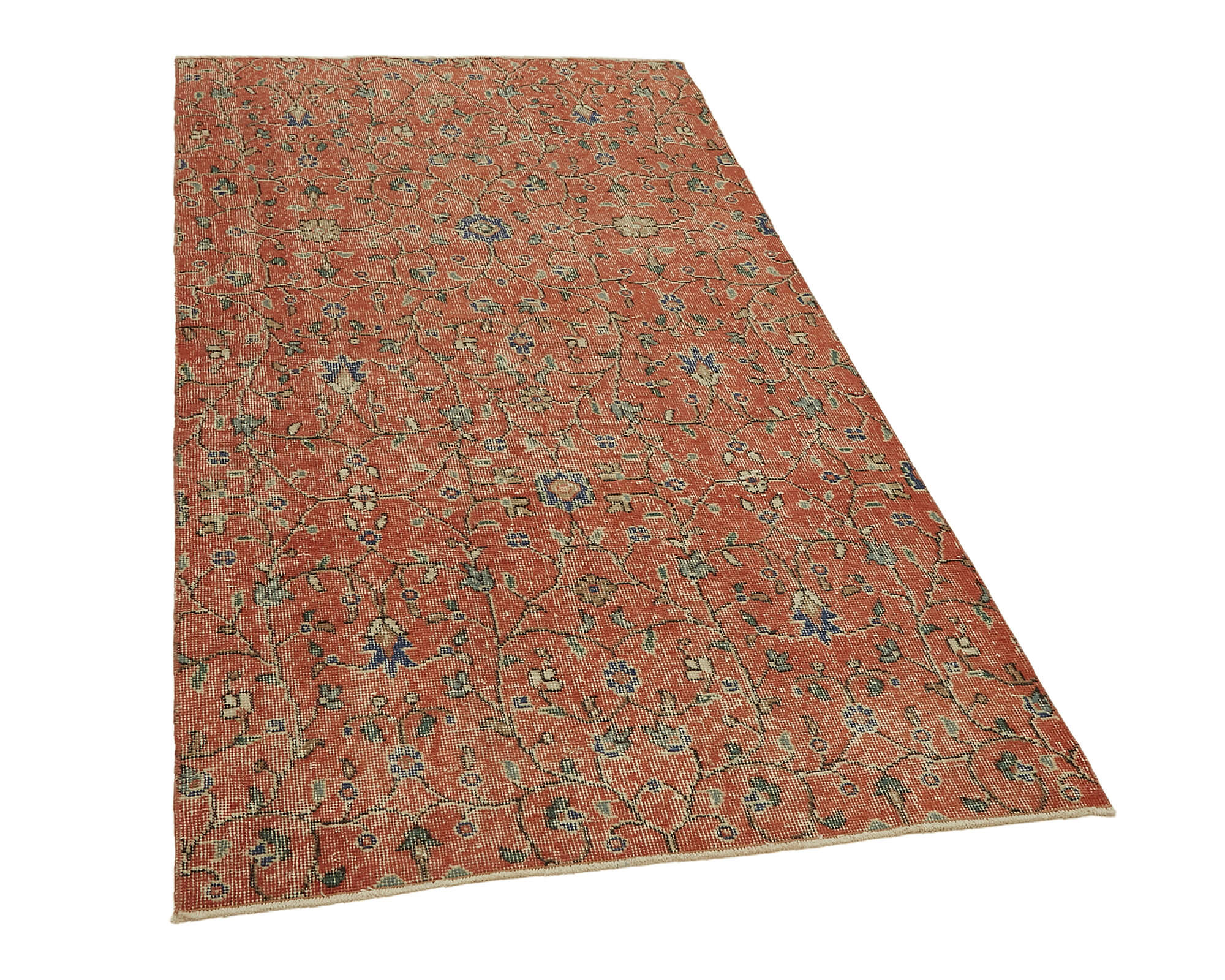 4x7 Orange Turkish Vintage Area Rug - 45813