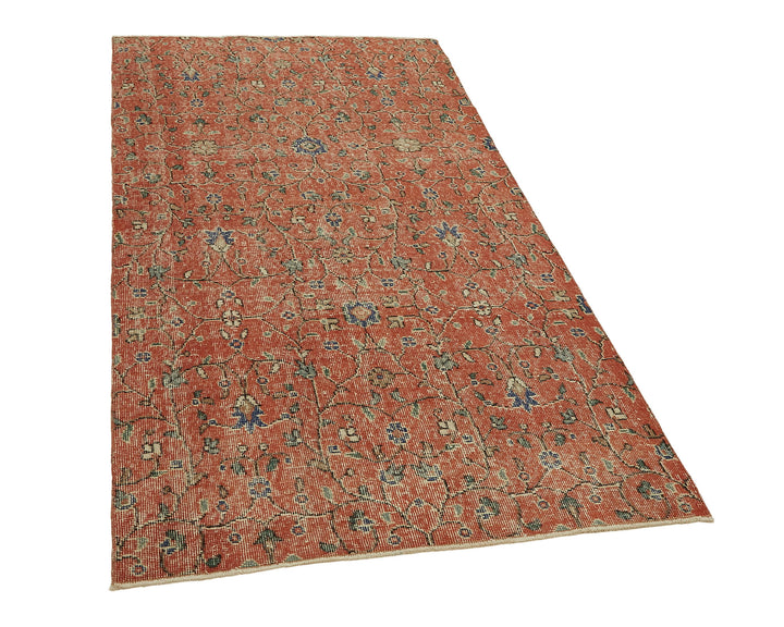 4x7 Orange Turkish Vintage Area Rug - 45813
