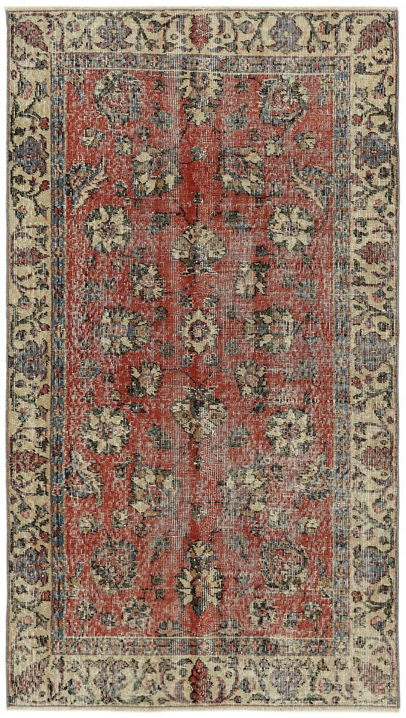3x6 Red Turkish Vintage Area Rug - 45814