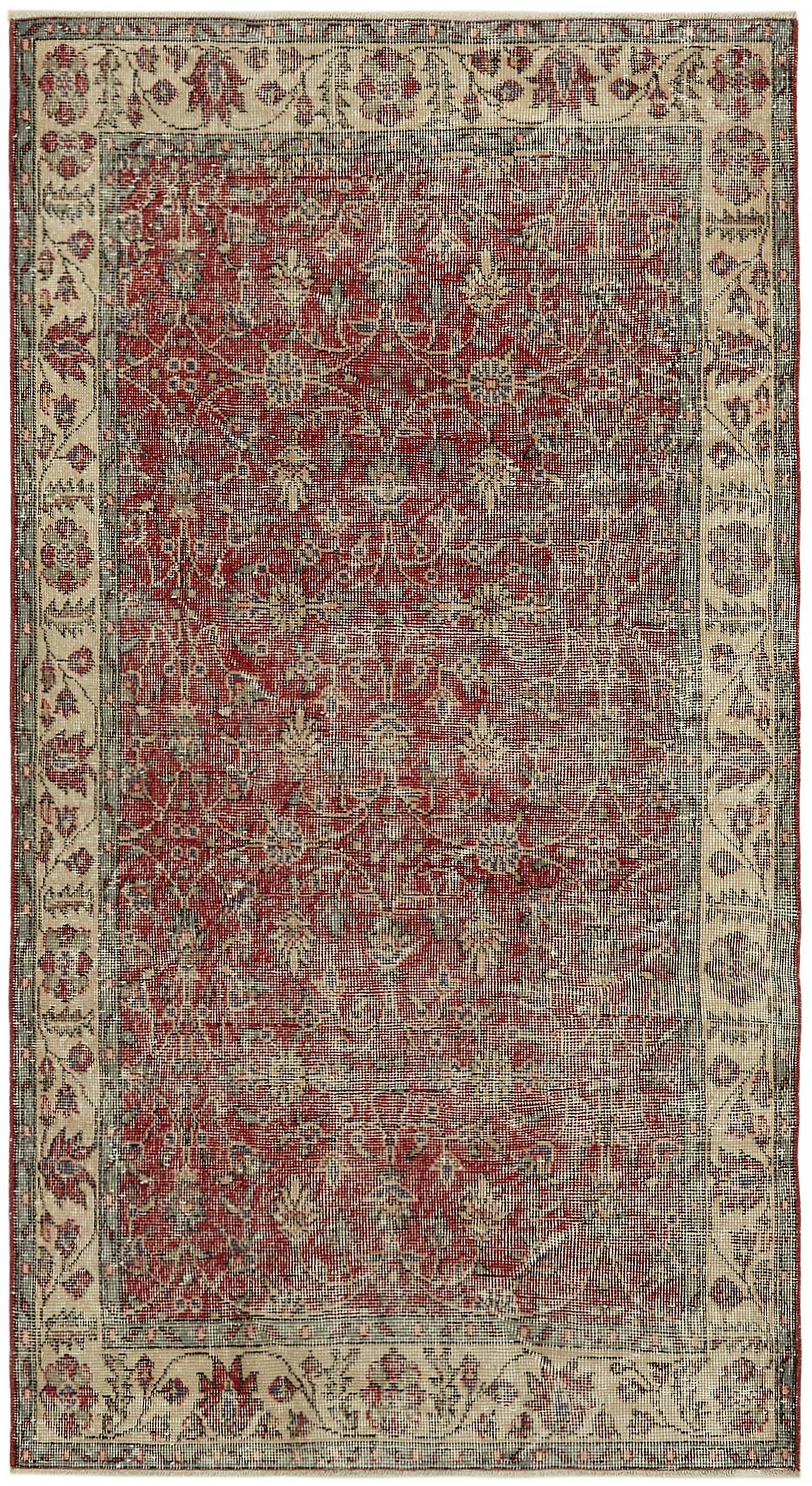4x7 Red Turkish Vintage Area Rug - 45817