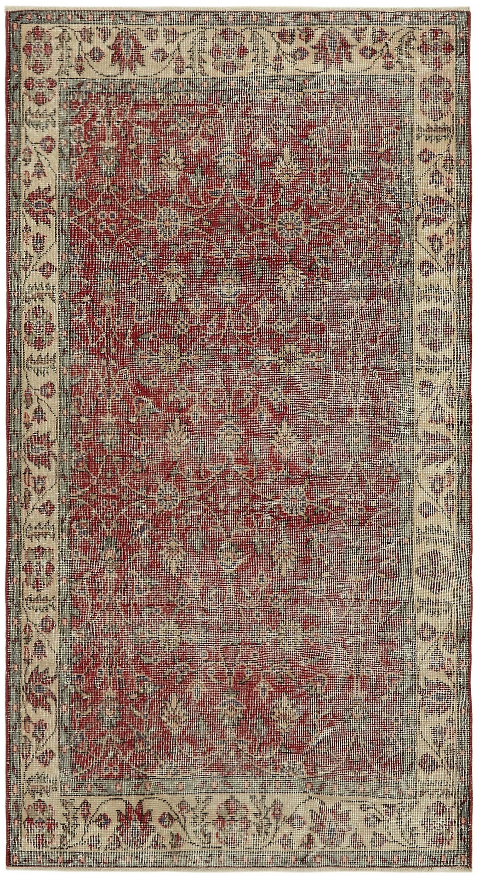 4x7 Red Turkish Vintage Area Rug - 45817