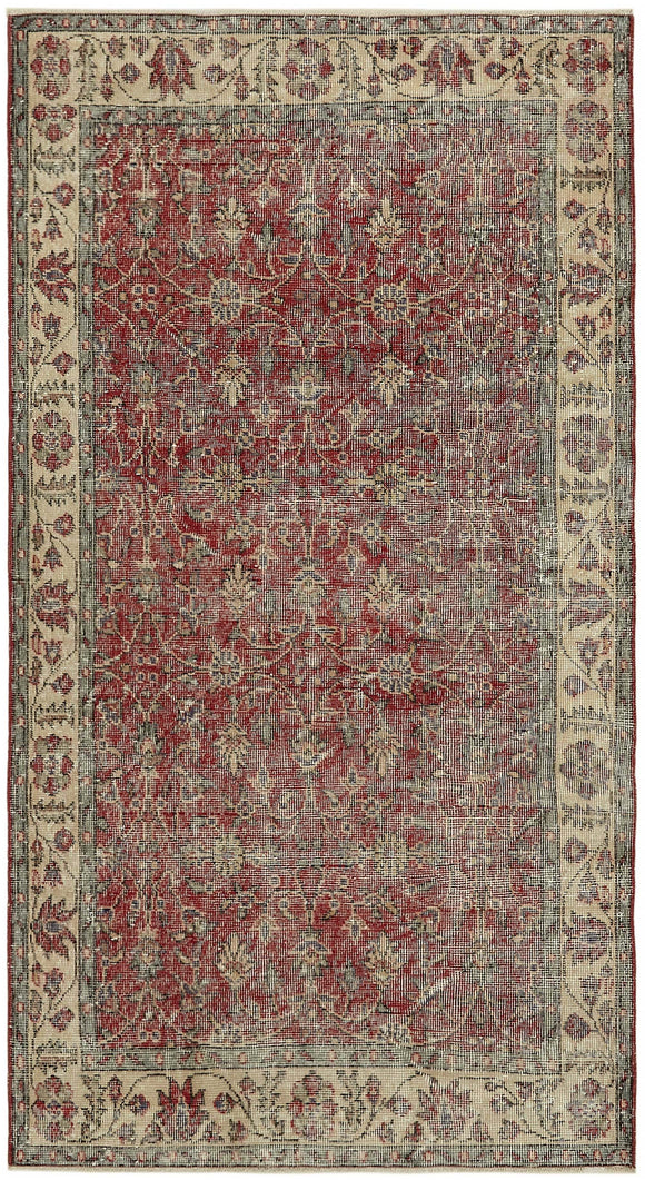 4x7 Red Turkish Vintage Area Rug - 45817