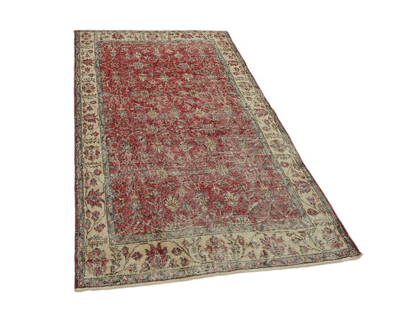 4x7 Red Turkish Vintage Area Rug - 45817