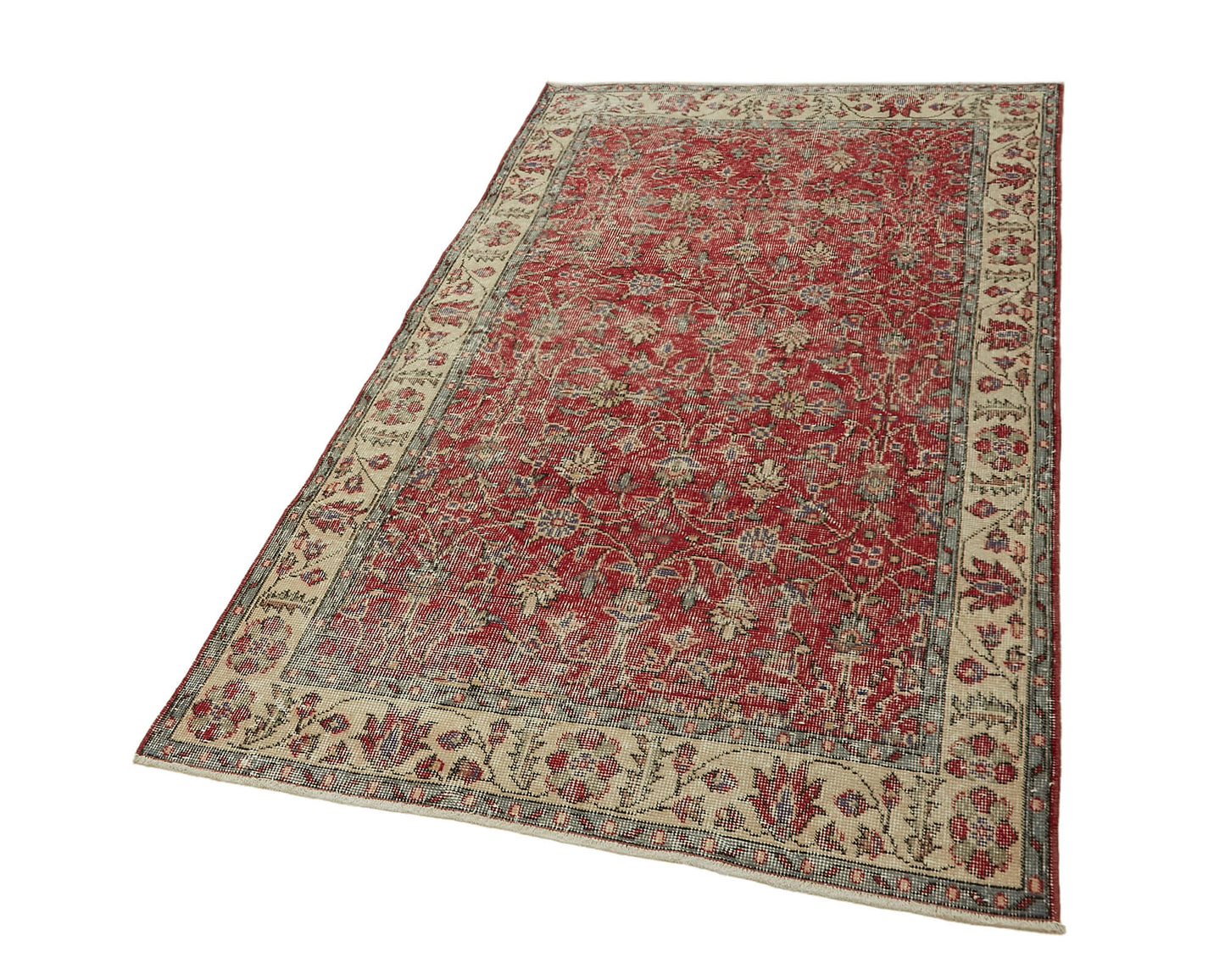 4x7 Red Turkish Vintage Area Rug - 45817