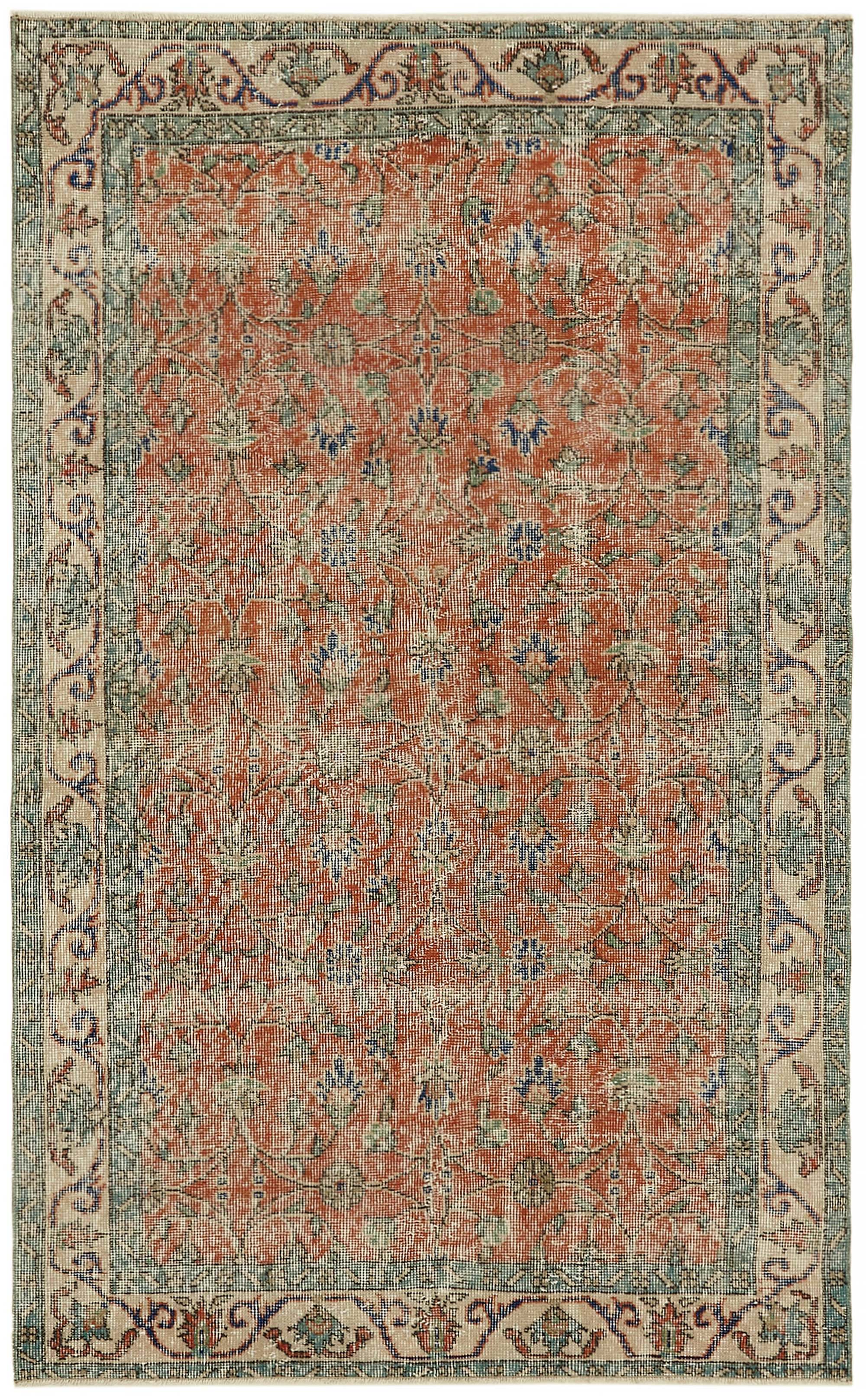 4x7 Beige Turkish Vintage Area Rug - 45819