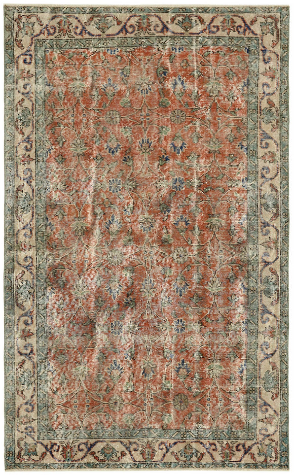 4x7 Beige Turkish Vintage Area Rug - 45819