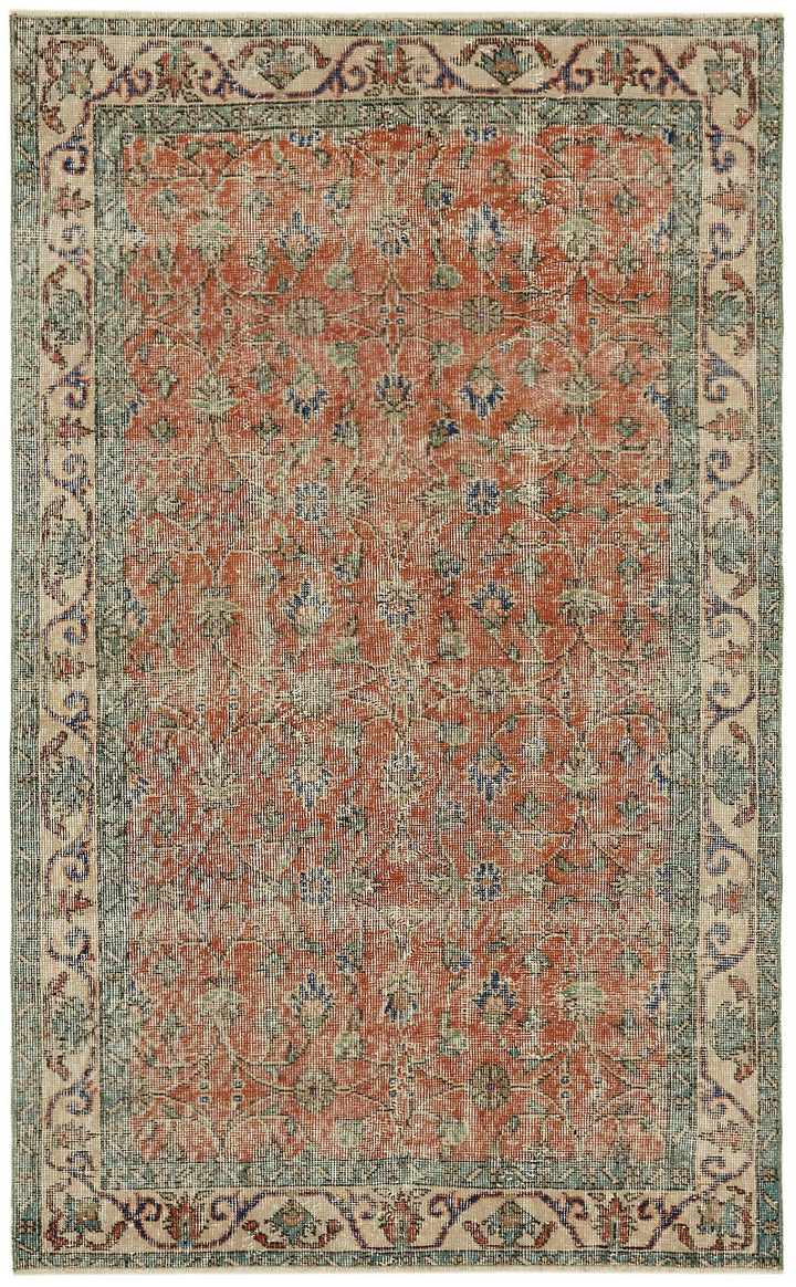 4x7 Beige Turkish Vintage Area Rug - 45819