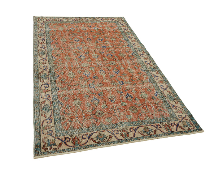 4x7 Beige Turkish Vintage Area Rug - 45819