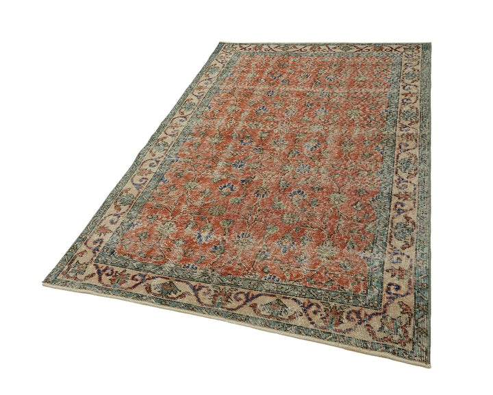 4x7 Beige Turkish Vintage Area Rug - 45819