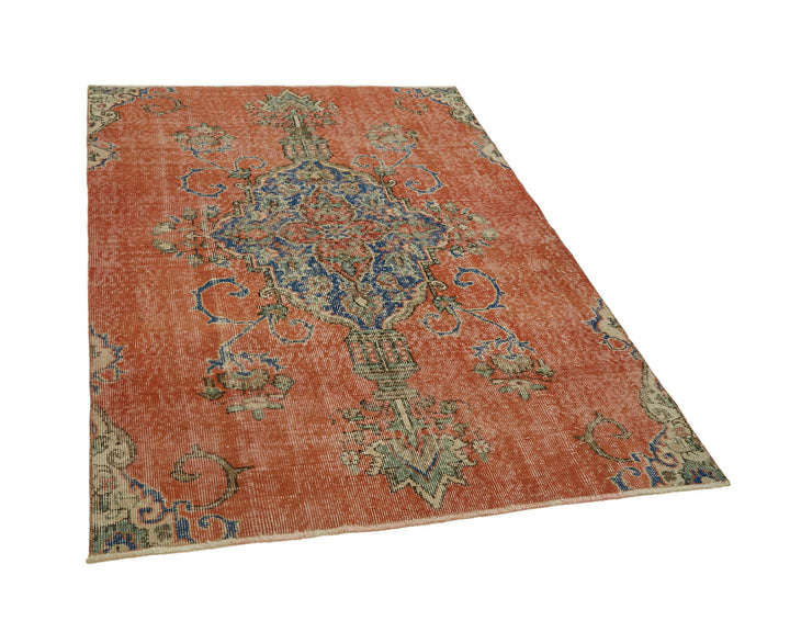 4x6 Red Turkish Vintage Area Rug - 45820