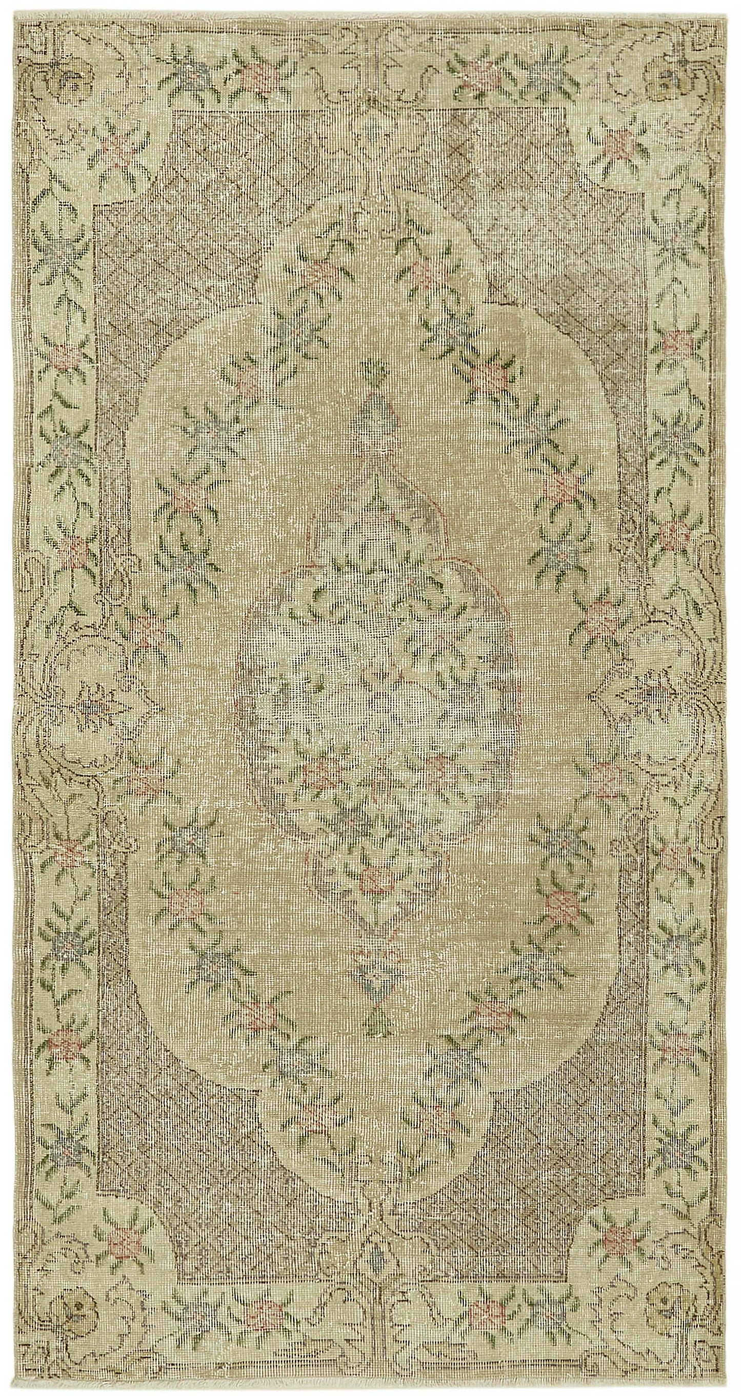 4x7 Beige Turkish Vintage Area Rug - 45822