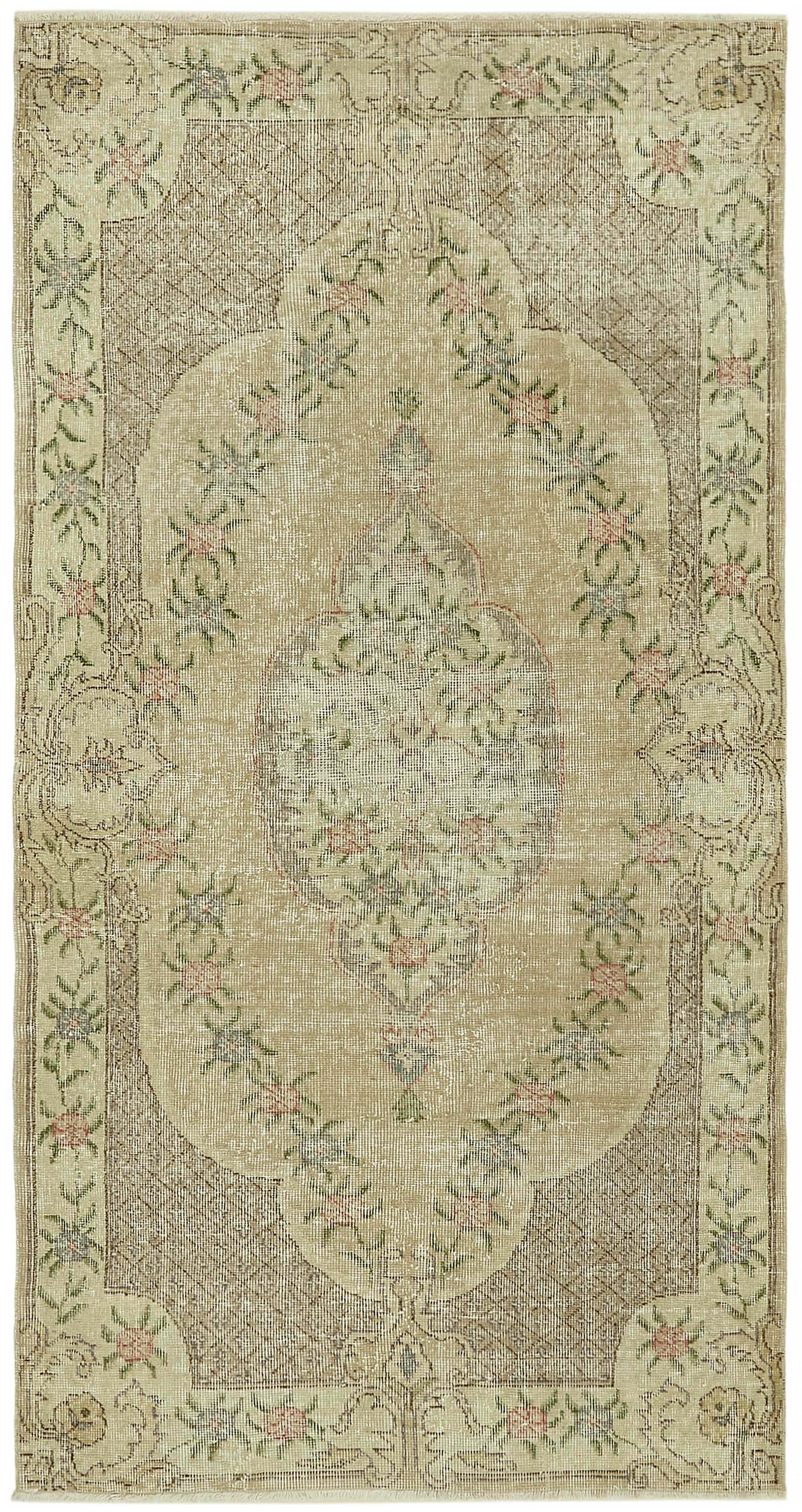 4x7 Beige Turkish Vintage Area Rug - 45822
