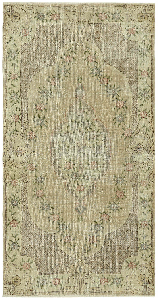 4x7 Beige Turkish Vintage Area Rug - 45822