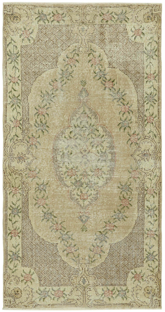 4x7 Beige Turkish Vintage Area Rug - 45822
