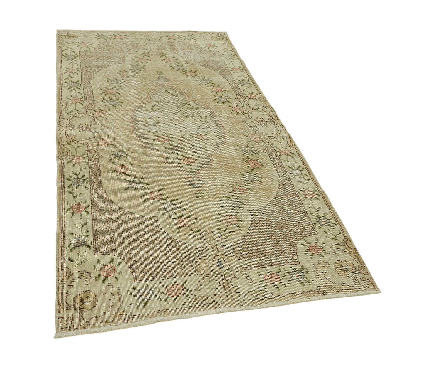 4x7 Beige Turkish Vintage Area Rug - 45822