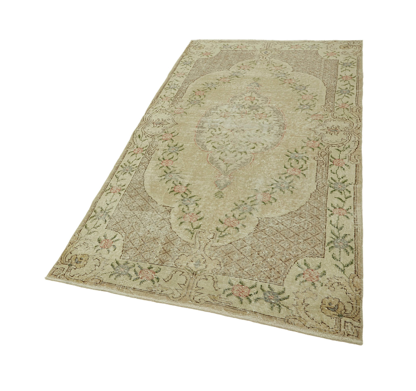 4x7 Beige Turkish Vintage Area Rug - 45822