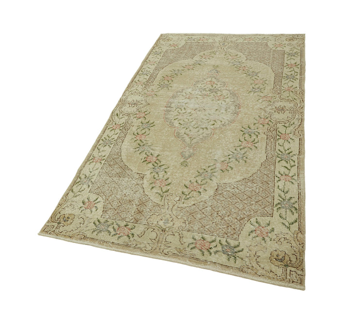 4x7 Beige Turkish Vintage Area Rug - 45822