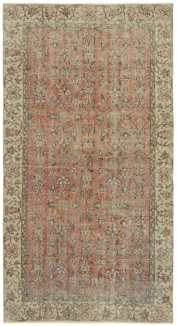 3x6 Beige Turkish Vintage Area Rug - 45824
