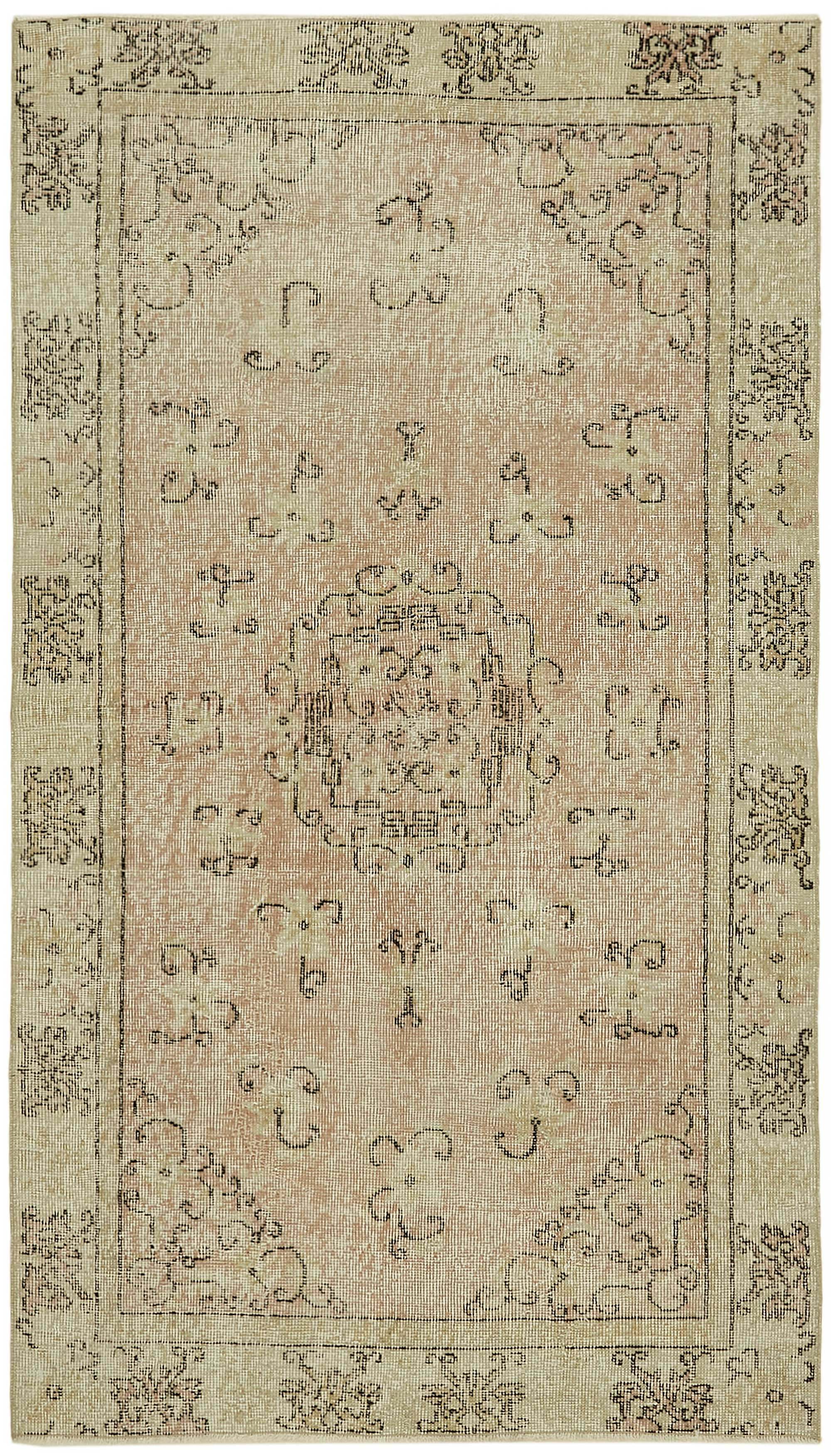 4x7 Beige Turkish Vintage Area Rug - 45825