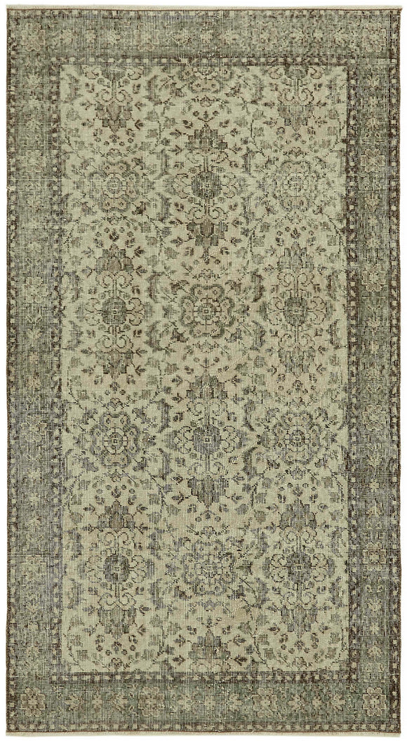4x7 Beige Turkish Vintage Area Rug - 45826