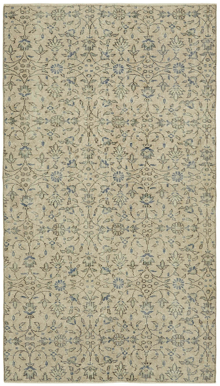 4x7 Beige Turkish Vintage Area Rug - 45827