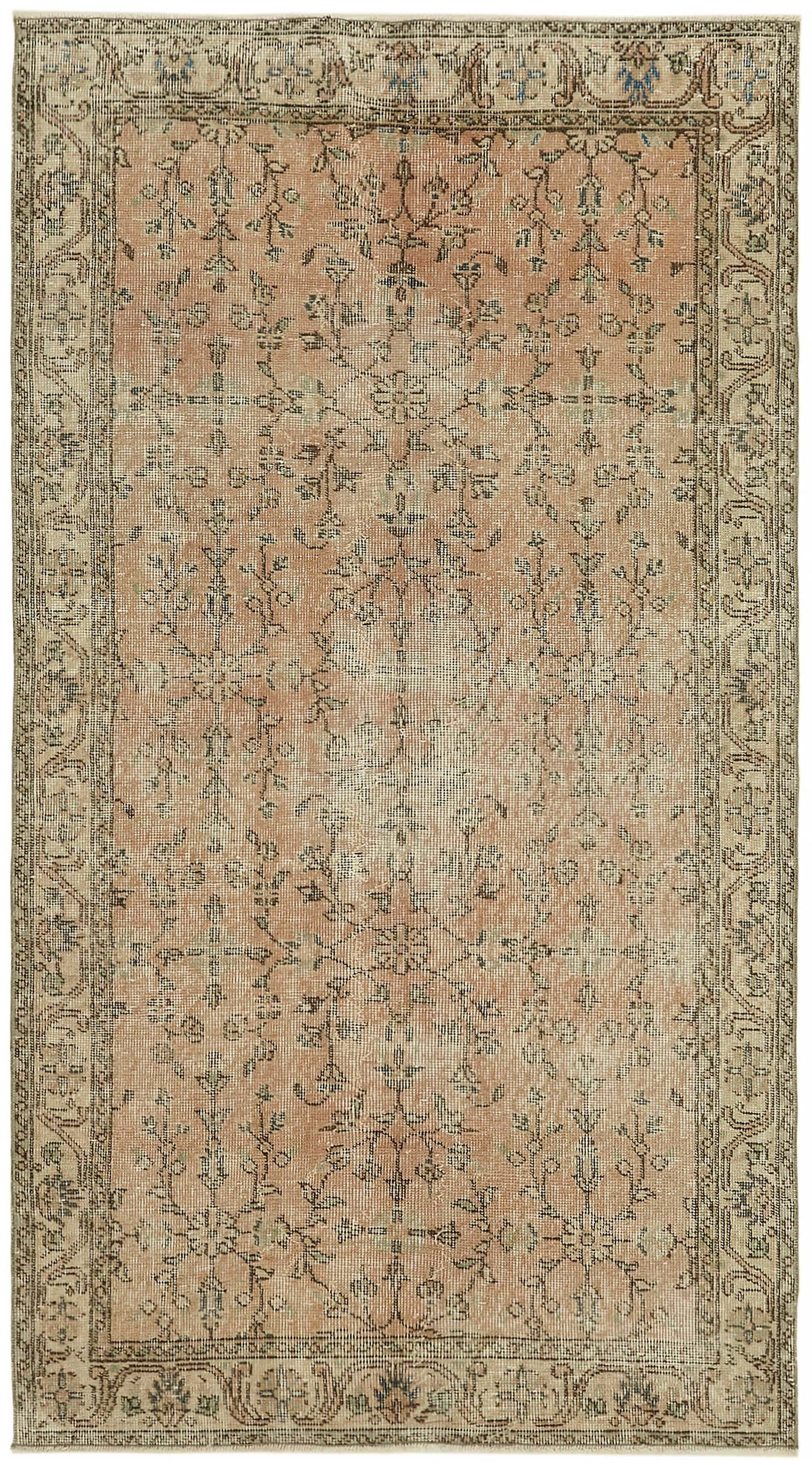 4x7 Beige Turkish Vintage Area Rug - 45830