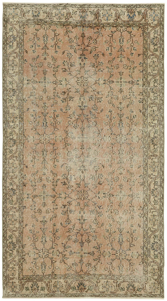 4x7 Beige Turkish Vintage Area Rug - 45830