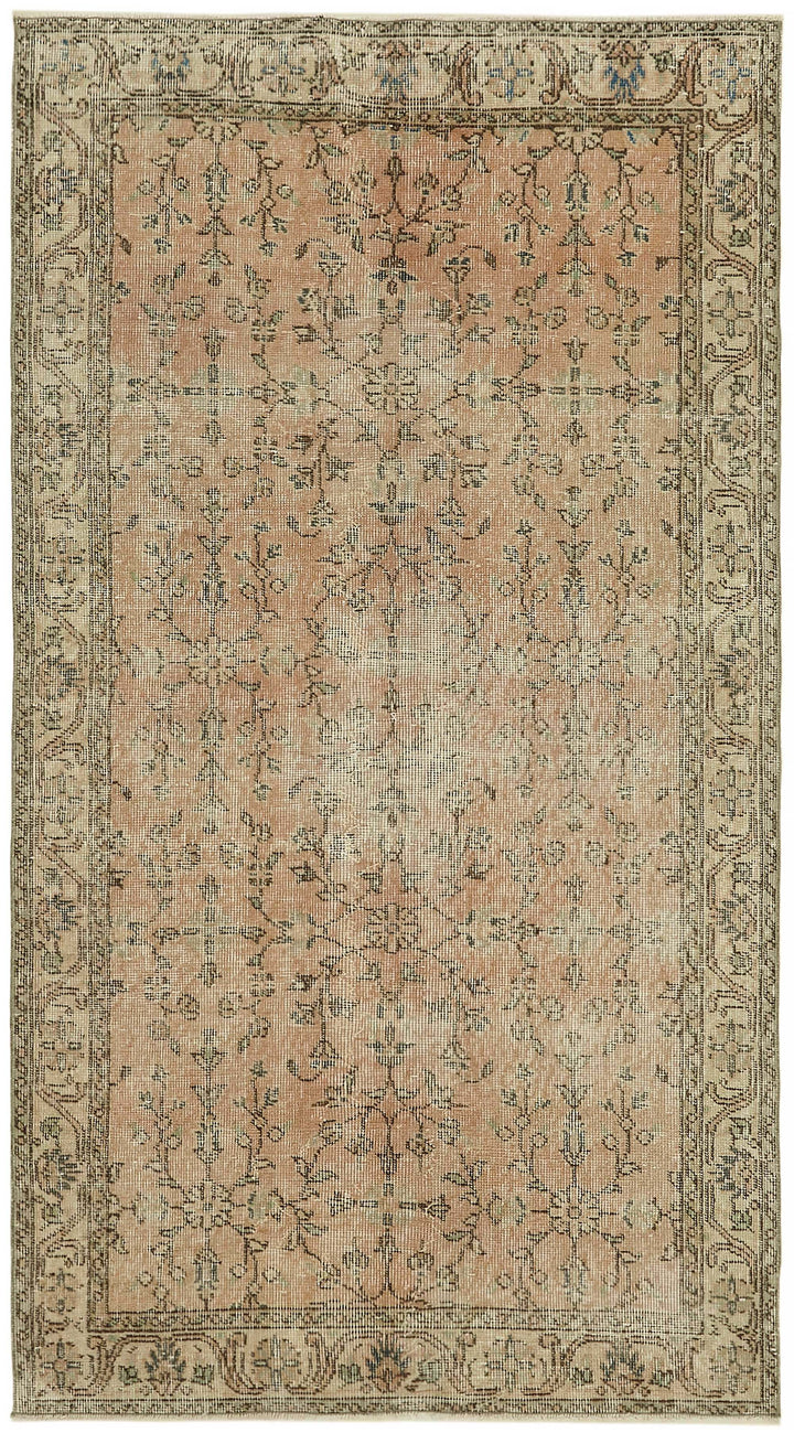 4x7 Beige Turkish Vintage Area Rug - 45830