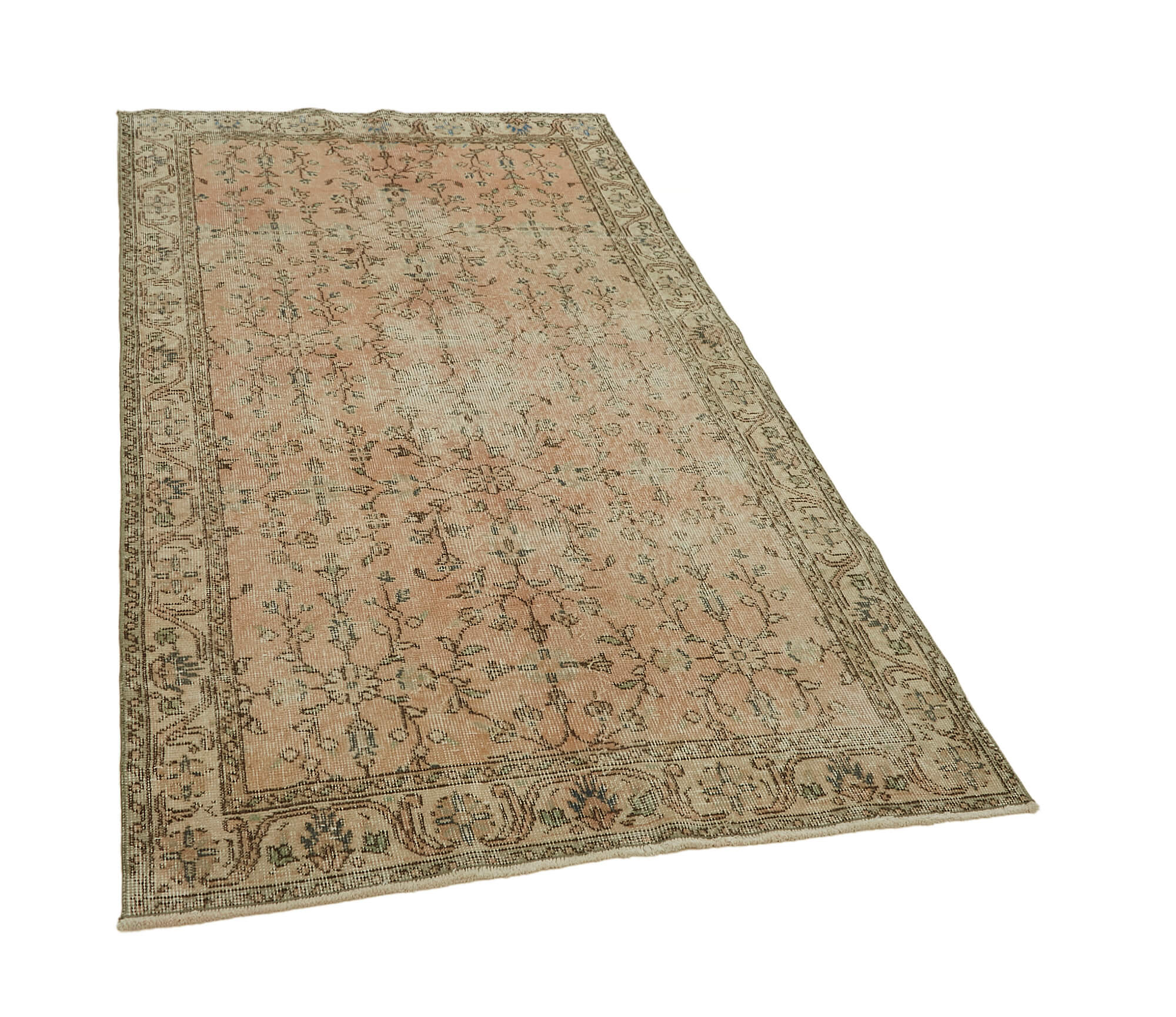 4x7 Beige Turkish Vintage Area Rug - 45830