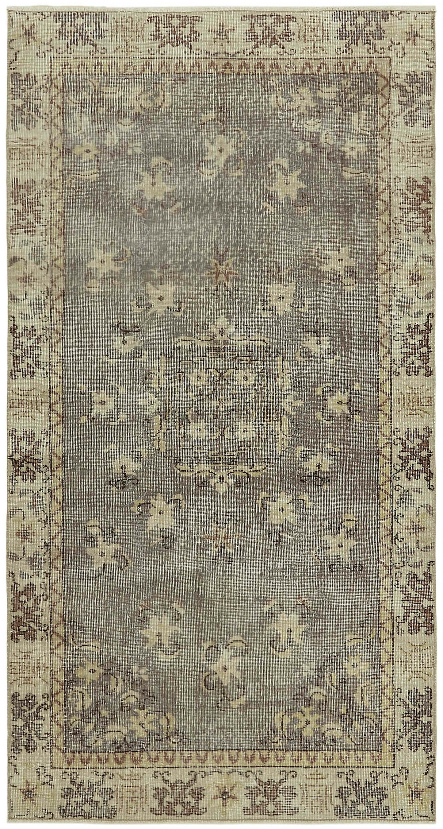 4x7 Beige Turkish Vintage Area Rug - 45832