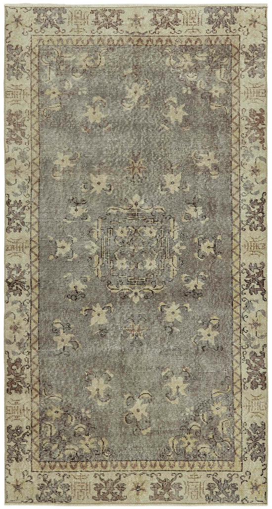 4x7 Beige Turkish Vintage Area Rug - 45832