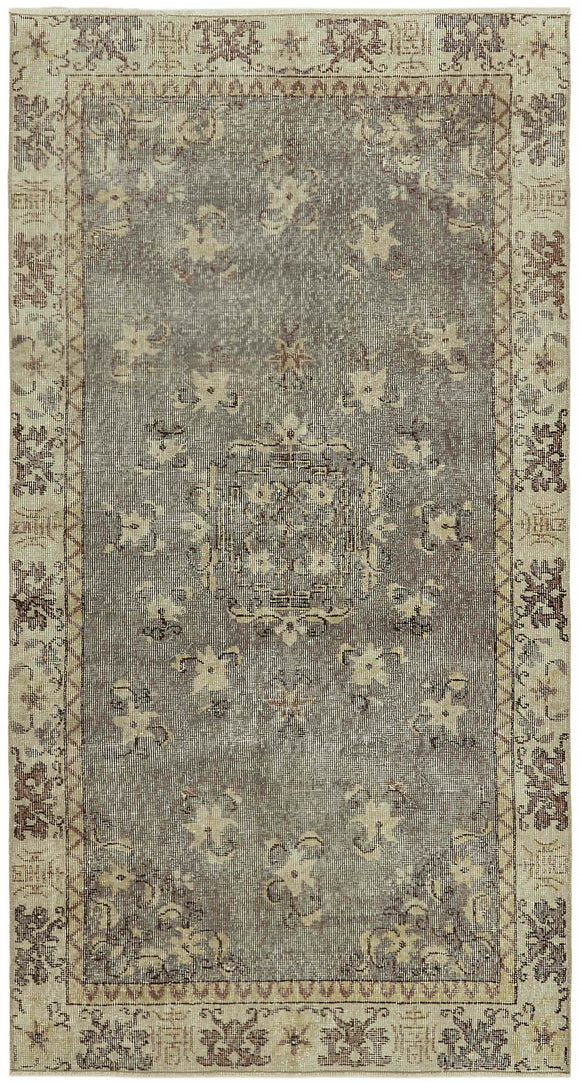 4x7 Beige Turkish Vintage Area Rug - 45832
