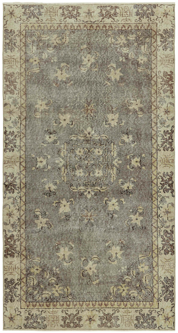 4x7 Beige Turkish Vintage Area Rug - 45832