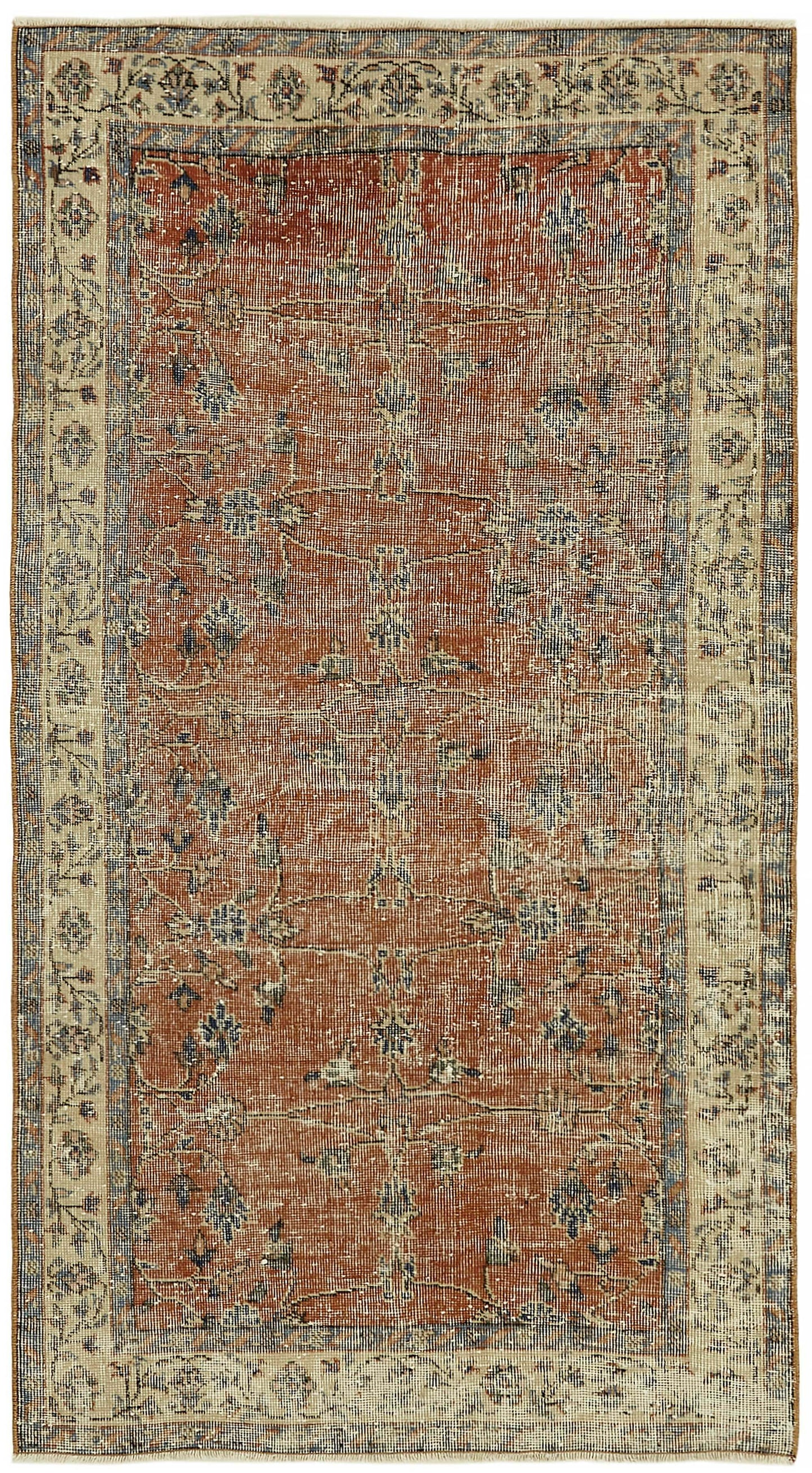 4x6 Beige Turkish Vintage Area Rug - 45833