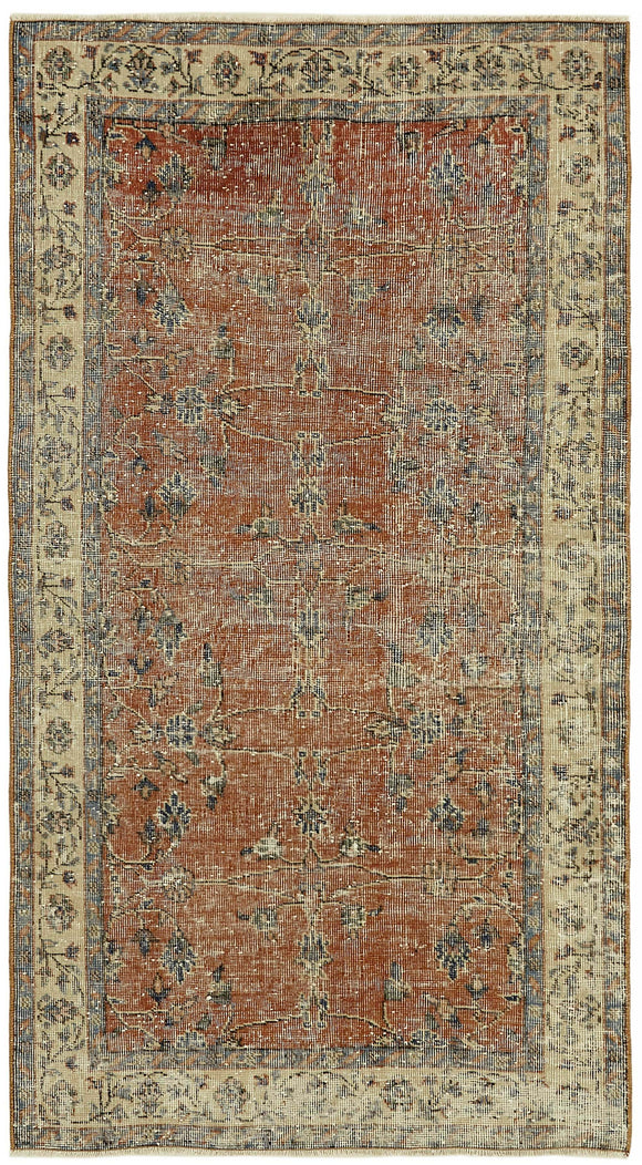 4x6 Beige Turkish Vintage Area Rug - 45833