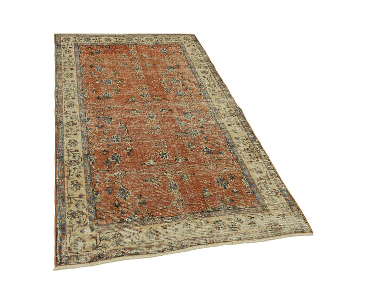 4x6 Beige Turkish Vintage Area Rug - 45833