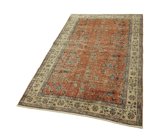 4x6 Beige Turkish Vintage Area Rug - 45833