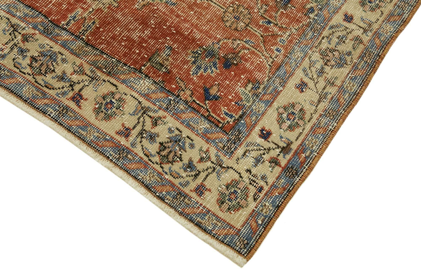 4x6 Beige Turkish Vintage Area Rug - 45833