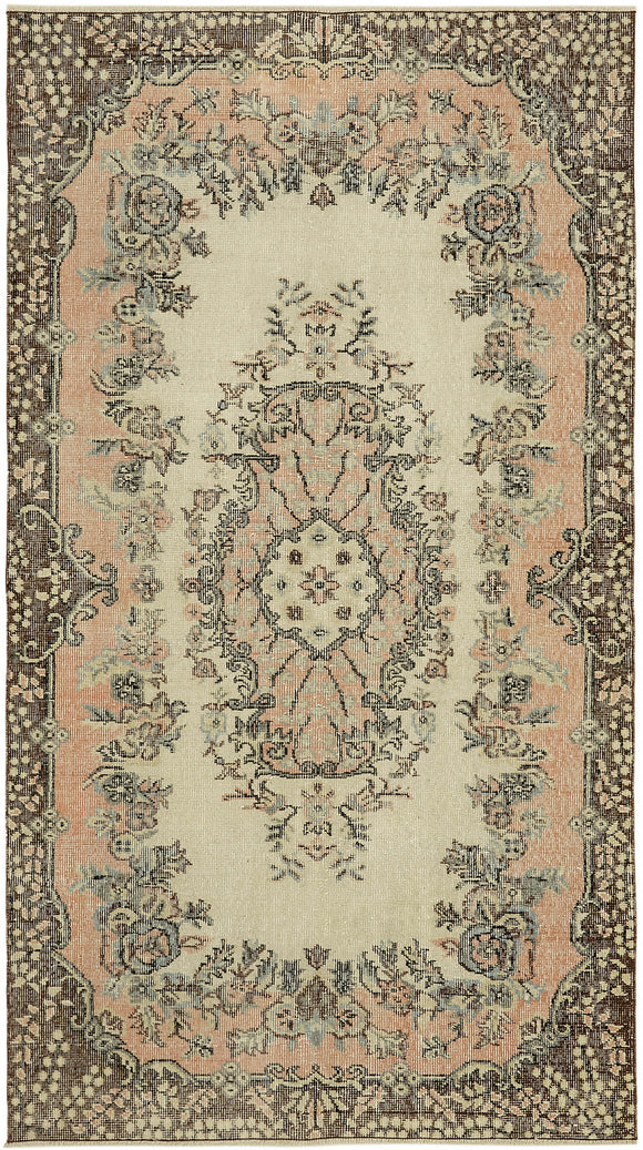 4x7 Beige Turkish Vintage Area Rug - 45834