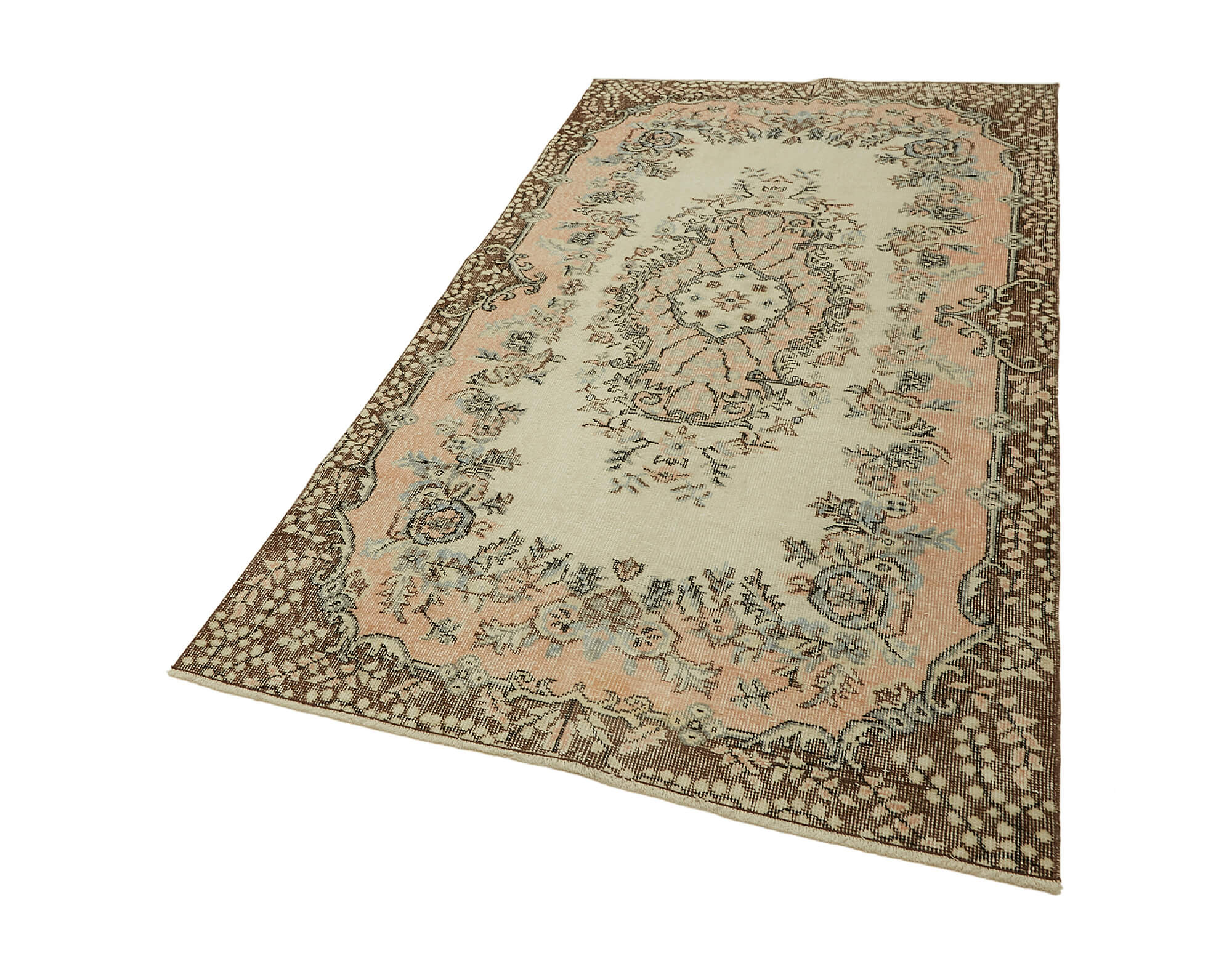 4x7 Beige Turkish Vintage Area Rug - 45834