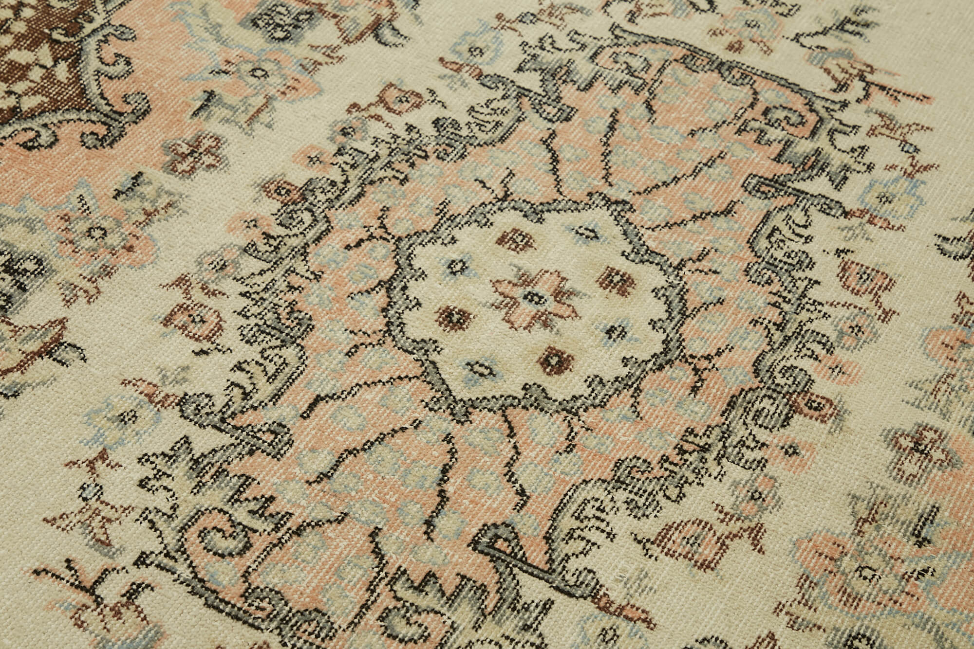 4x7 Beige Turkish Vintage Area Rug - 45834