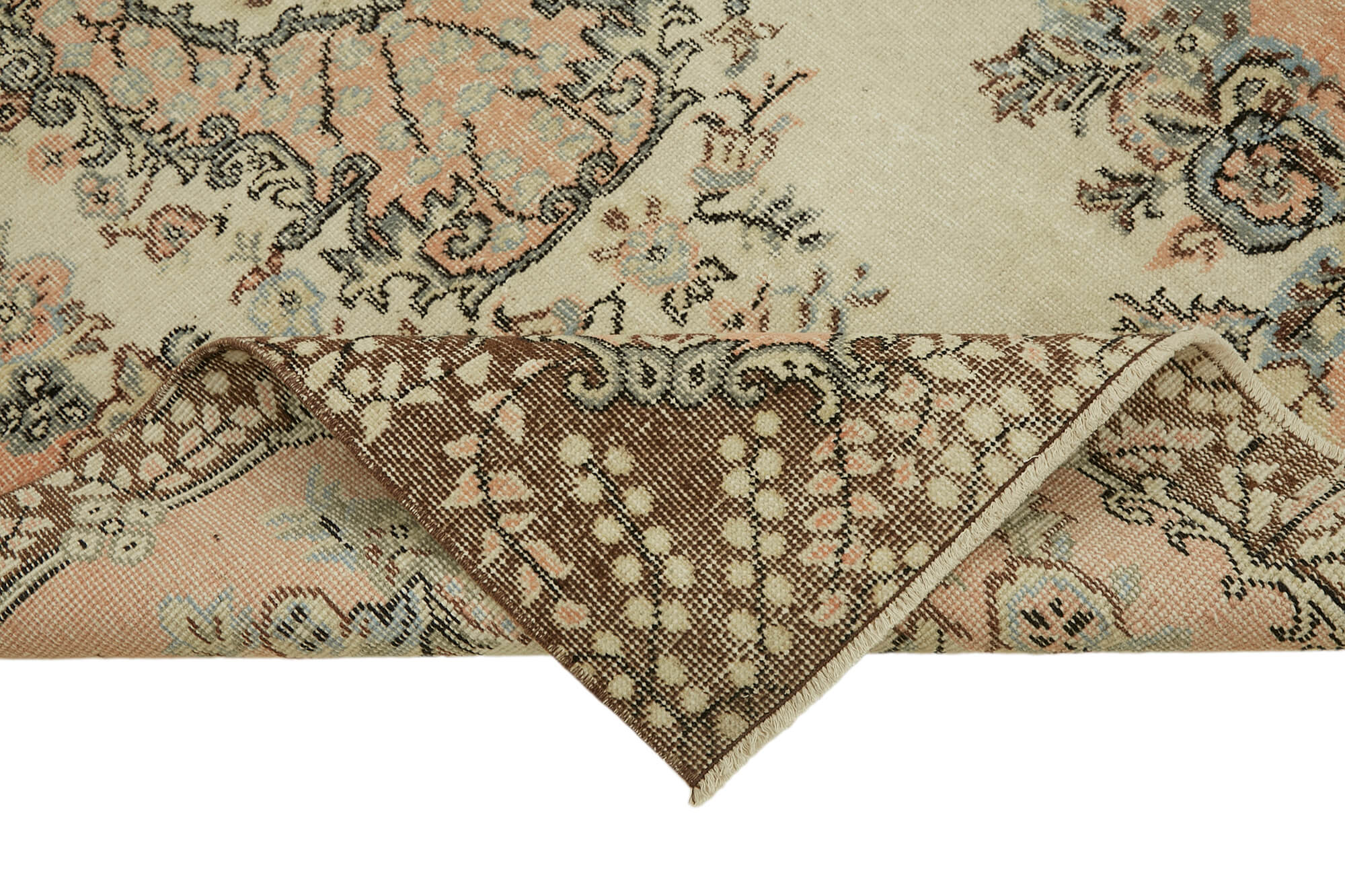 4x7 Beige Turkish Vintage Area Rug - 45834